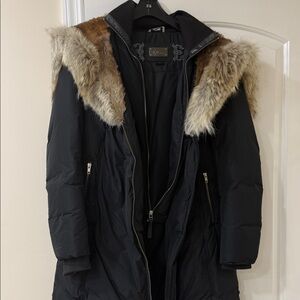Mackage Black Puffer Coat with Fur Trim